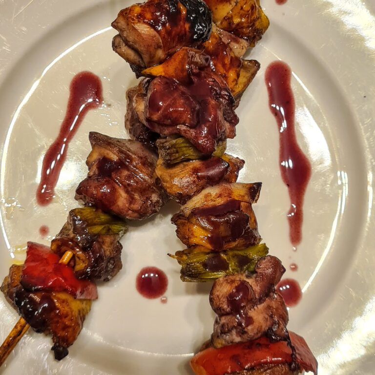 Chicken Skewers with Malbec sauce