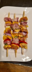 Raw chicken skewers