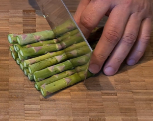 Cut the asparagus