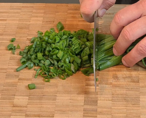 Chop scallions