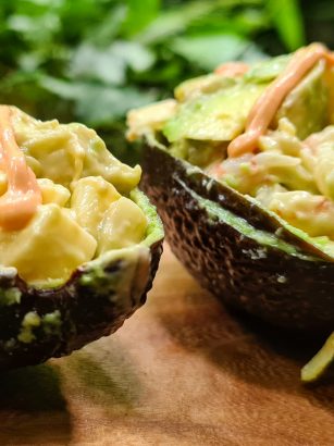 Prawns, palms and avocado