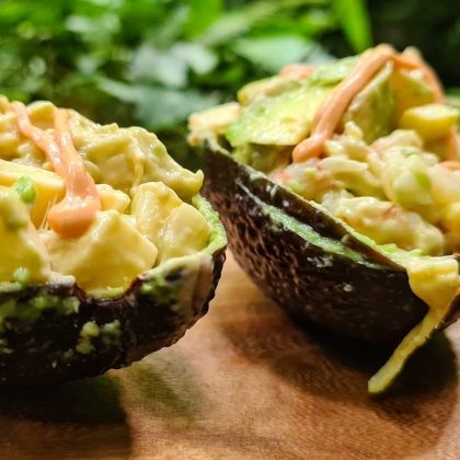 Prawns, palms and avocado