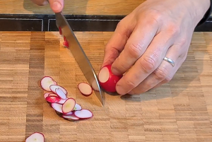 Cut radishes tip