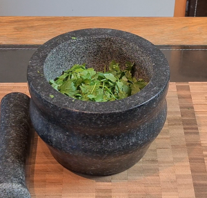 Coriander mortar.