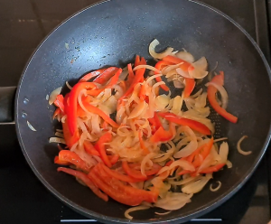 Saute onion and bell pepper