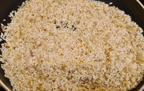 Rice ready to add broth